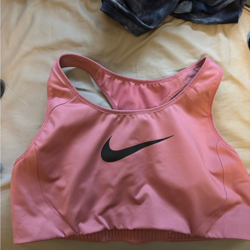 Nike Pink Racerback Sports Bra with Black Swoosh